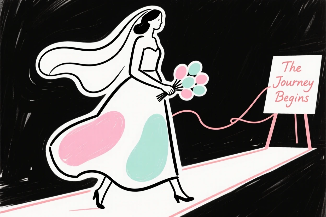 A bride walking down the aisle