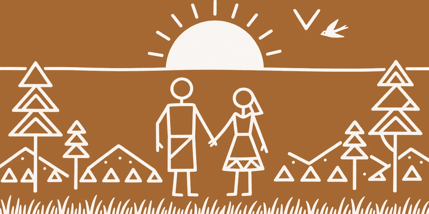 A devoted husband and wife holding hands while watching the sunset.