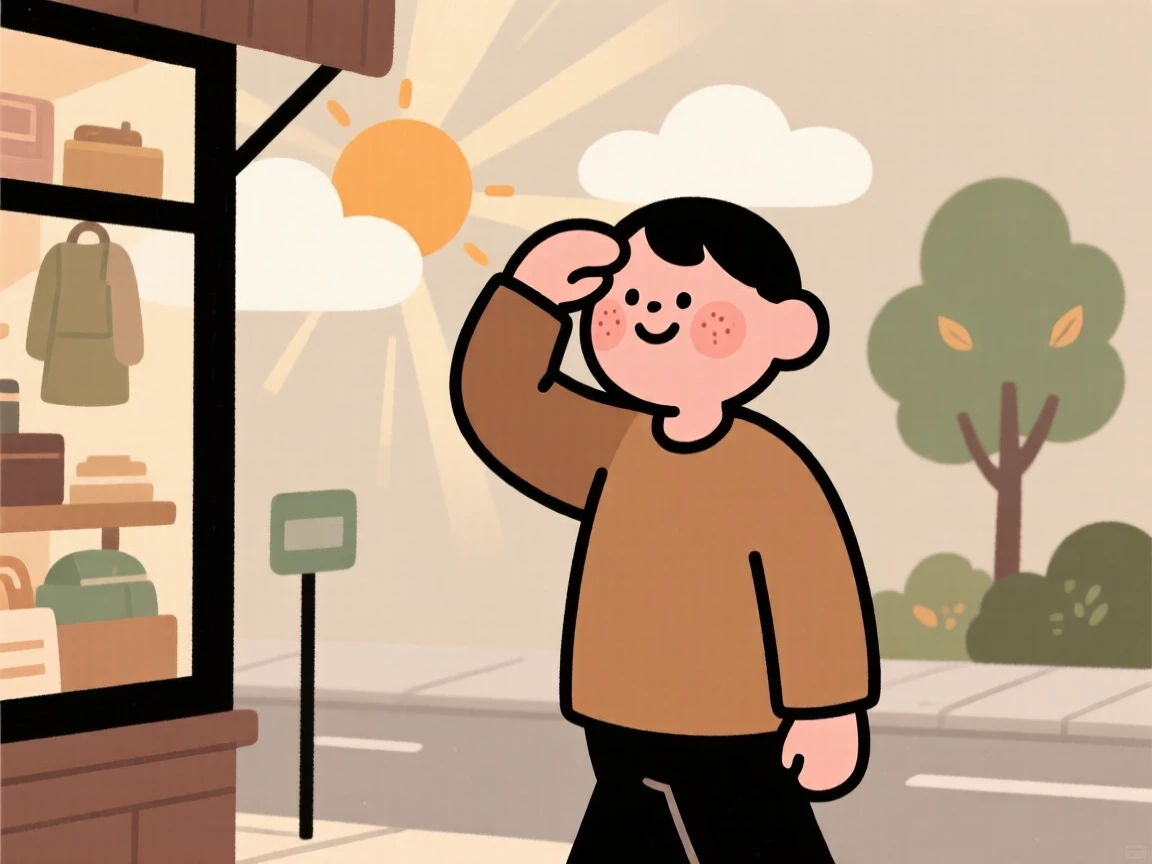 A busy shopkeeper pauses mid-walk home to watch the sun breaking through the clouds, a small smile crossing their face at the simple beauty of it.