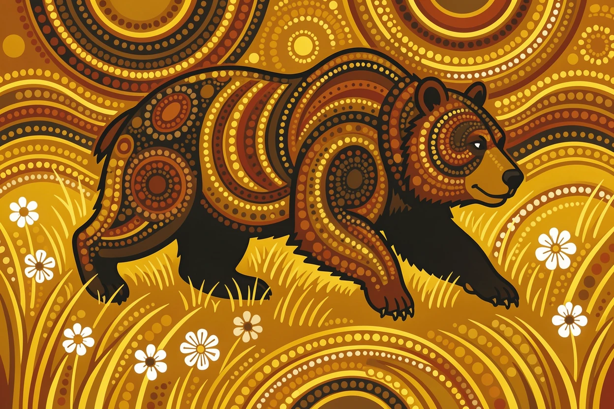 A grizzly bear bounding across a golden meadow