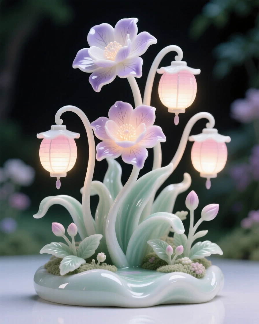 A magical garden where flowers glow like lanterns, a sense of quiet wonder filling the scene.
