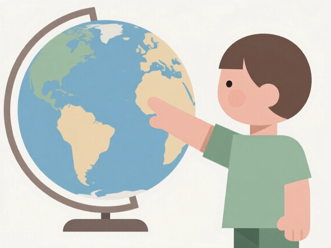 A child using a globe to learn geography