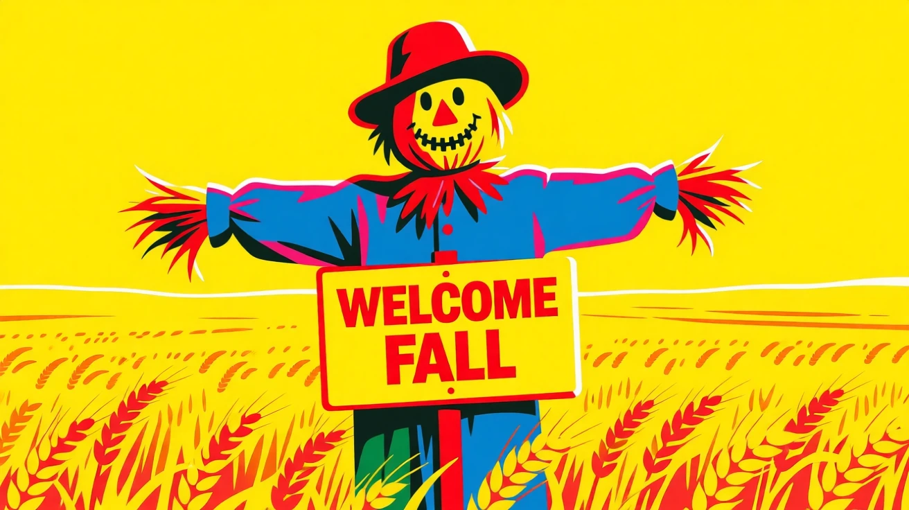 Autumn scarecrow in a golden wheat field