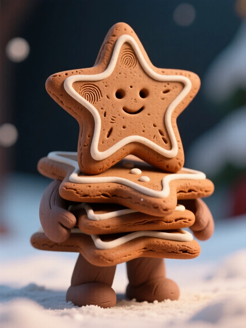 A stack of thin gingerbread cookies shaped like winter stars