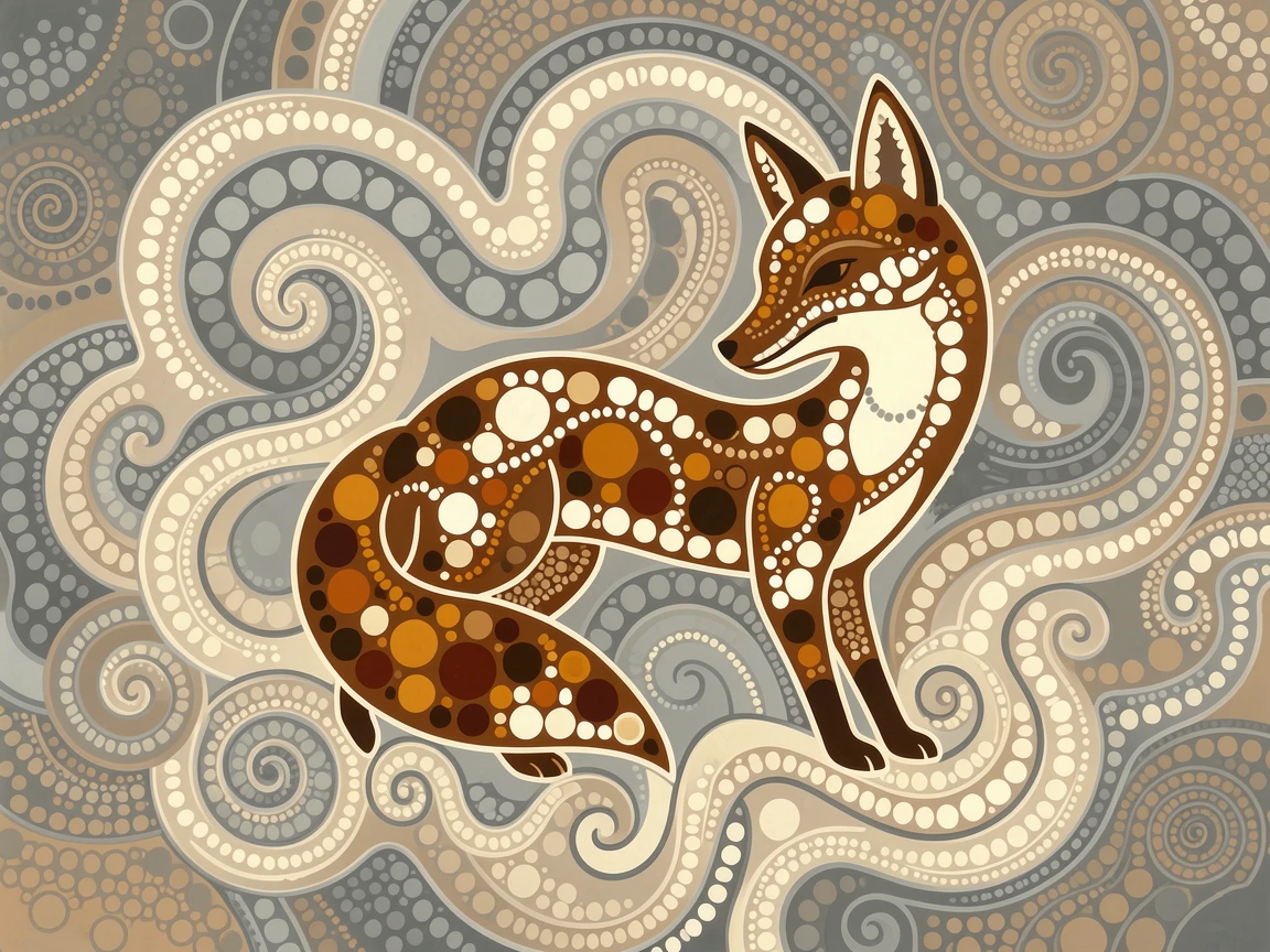 A kitsune fox spirit emerging from swirling mist