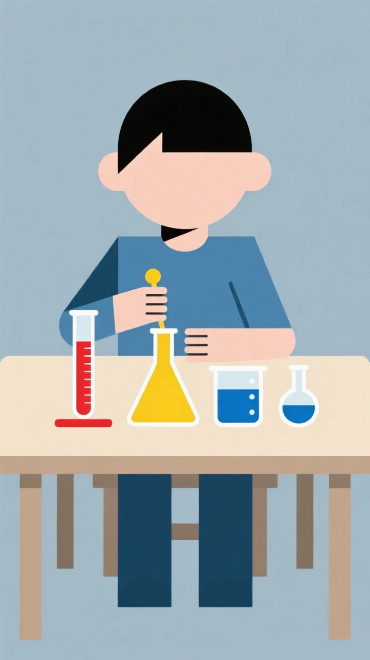 A child experimenting with a simple science kit