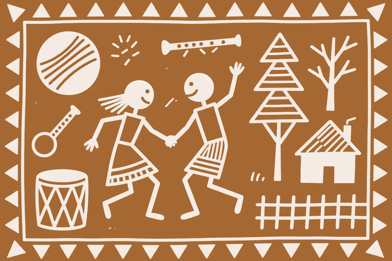 A couple dancing together dancing together at a village celebration.