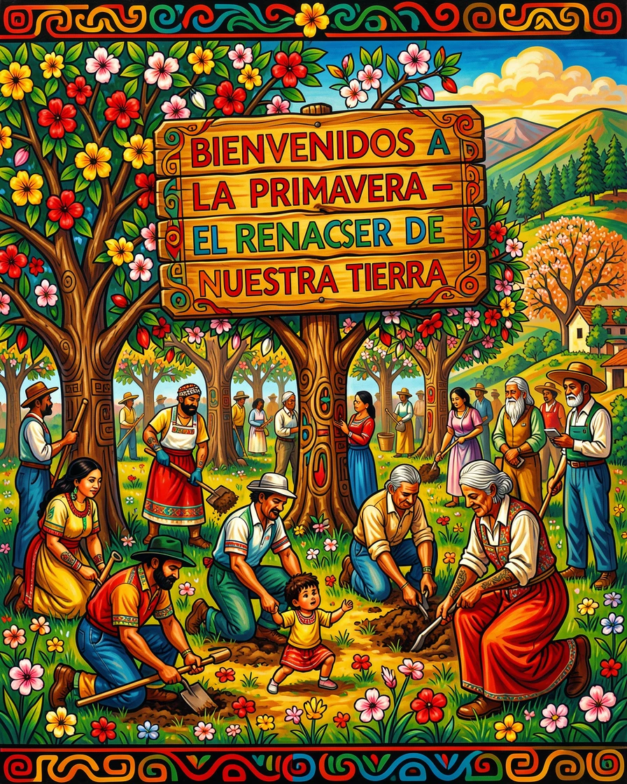 A blossoming orchard welcoming the first days of spring