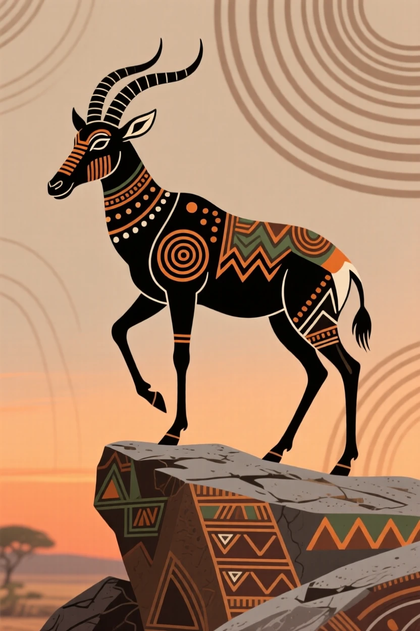 A topi antelope balancing on a rocky ledge.