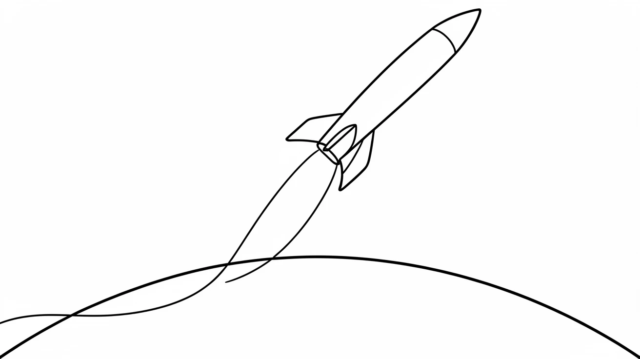 A rocket booster separating high above the curve of the Earth