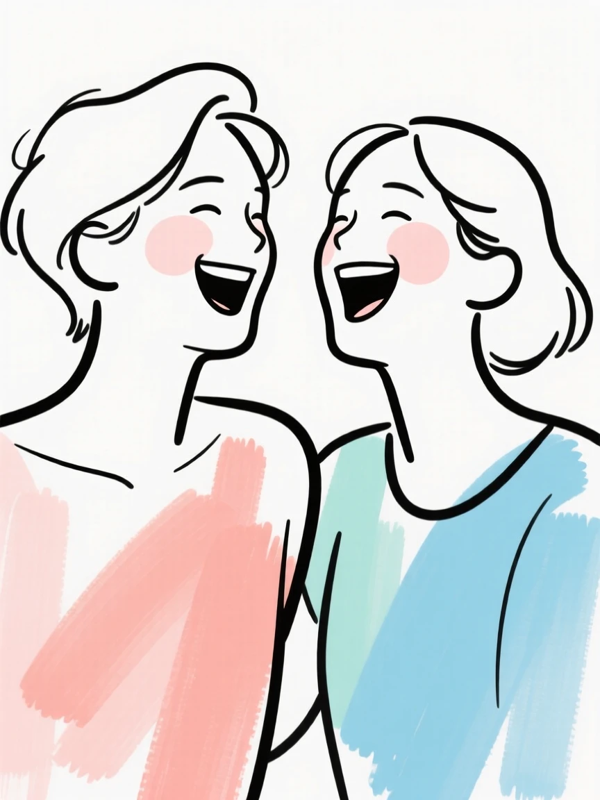 Best friends laughing together