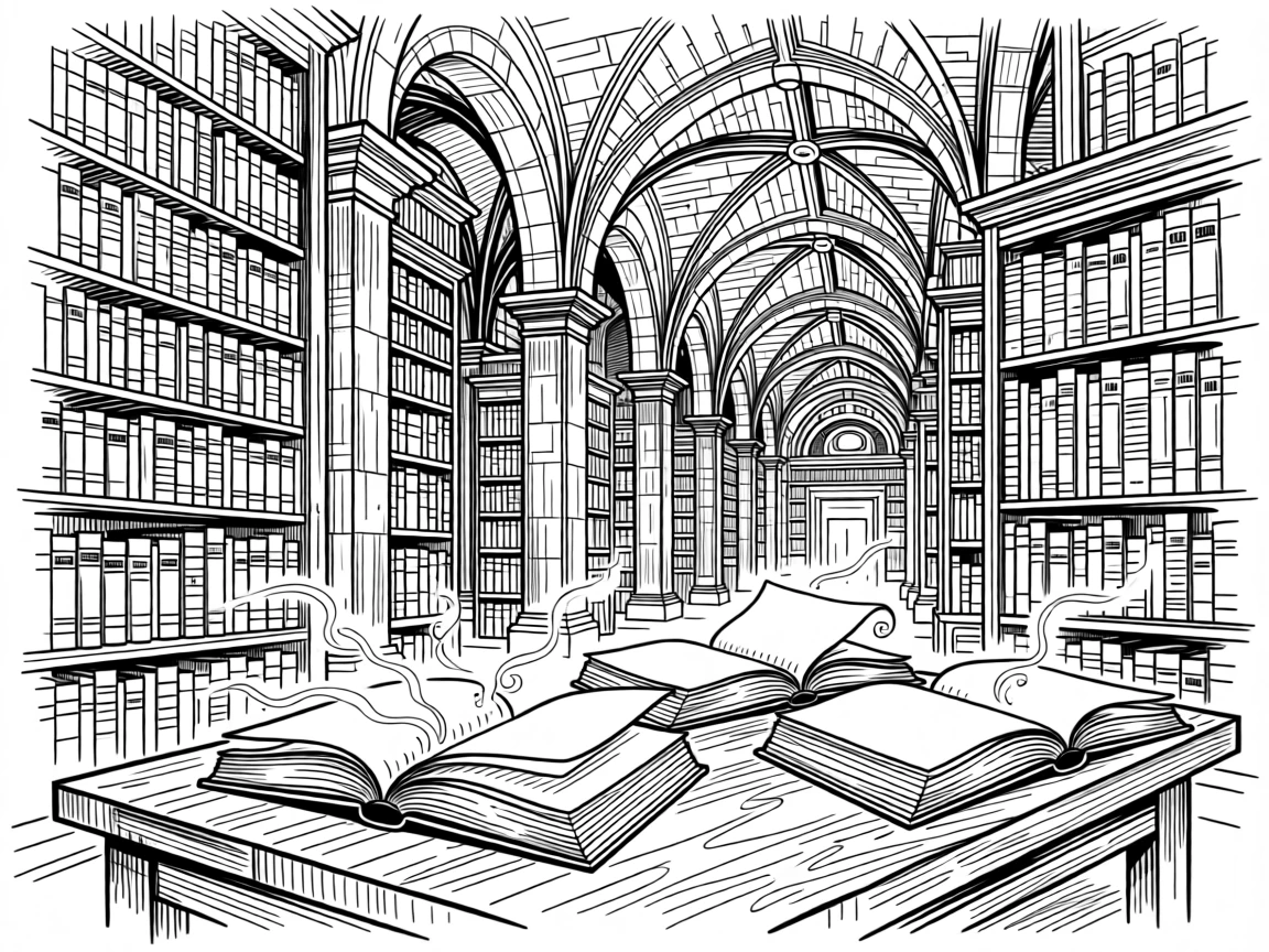 A castle library where the books themselves whisper ancient stories.