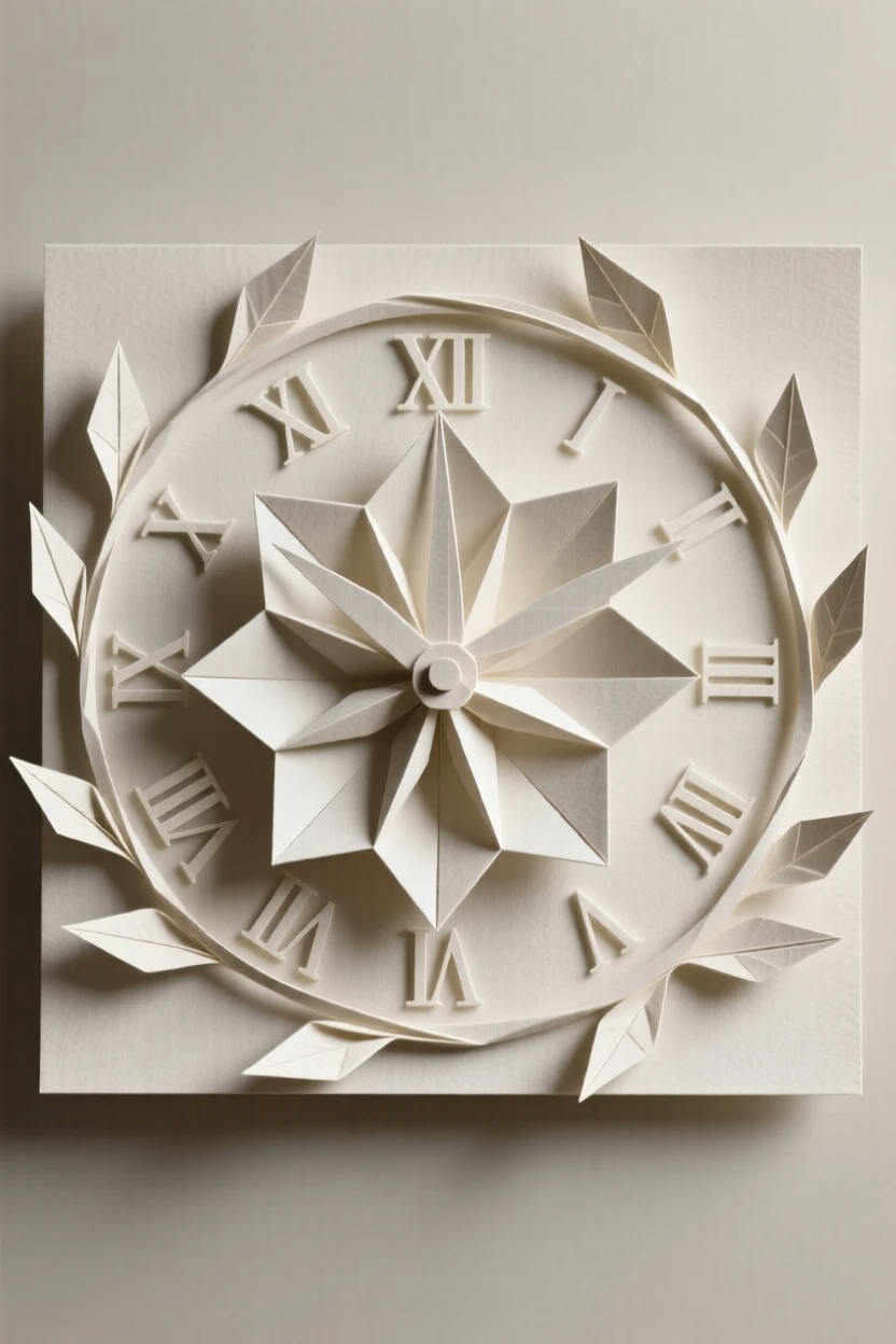An elegant floral clock face design with vines circling the numerals.