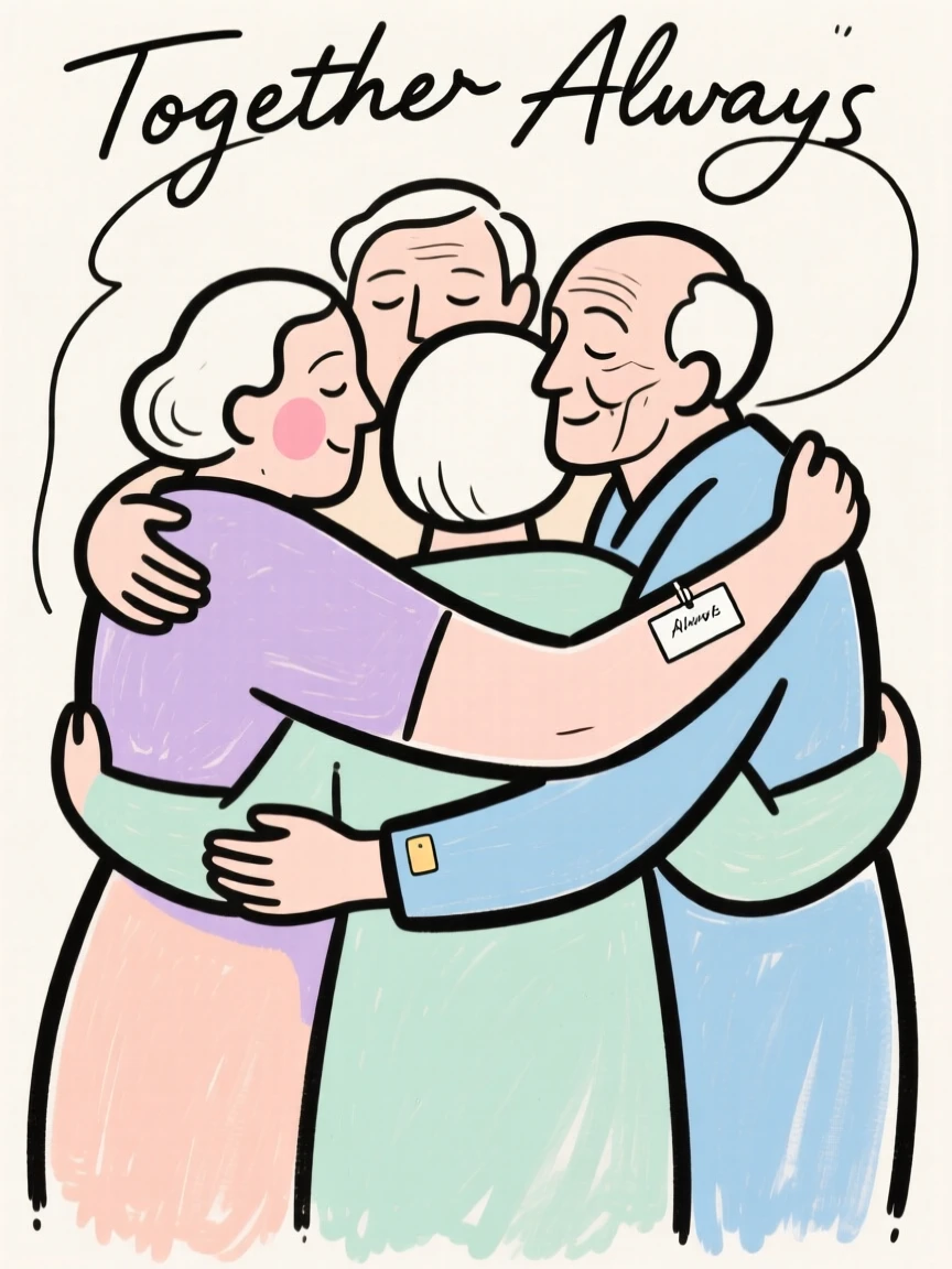 A group hug among old friends