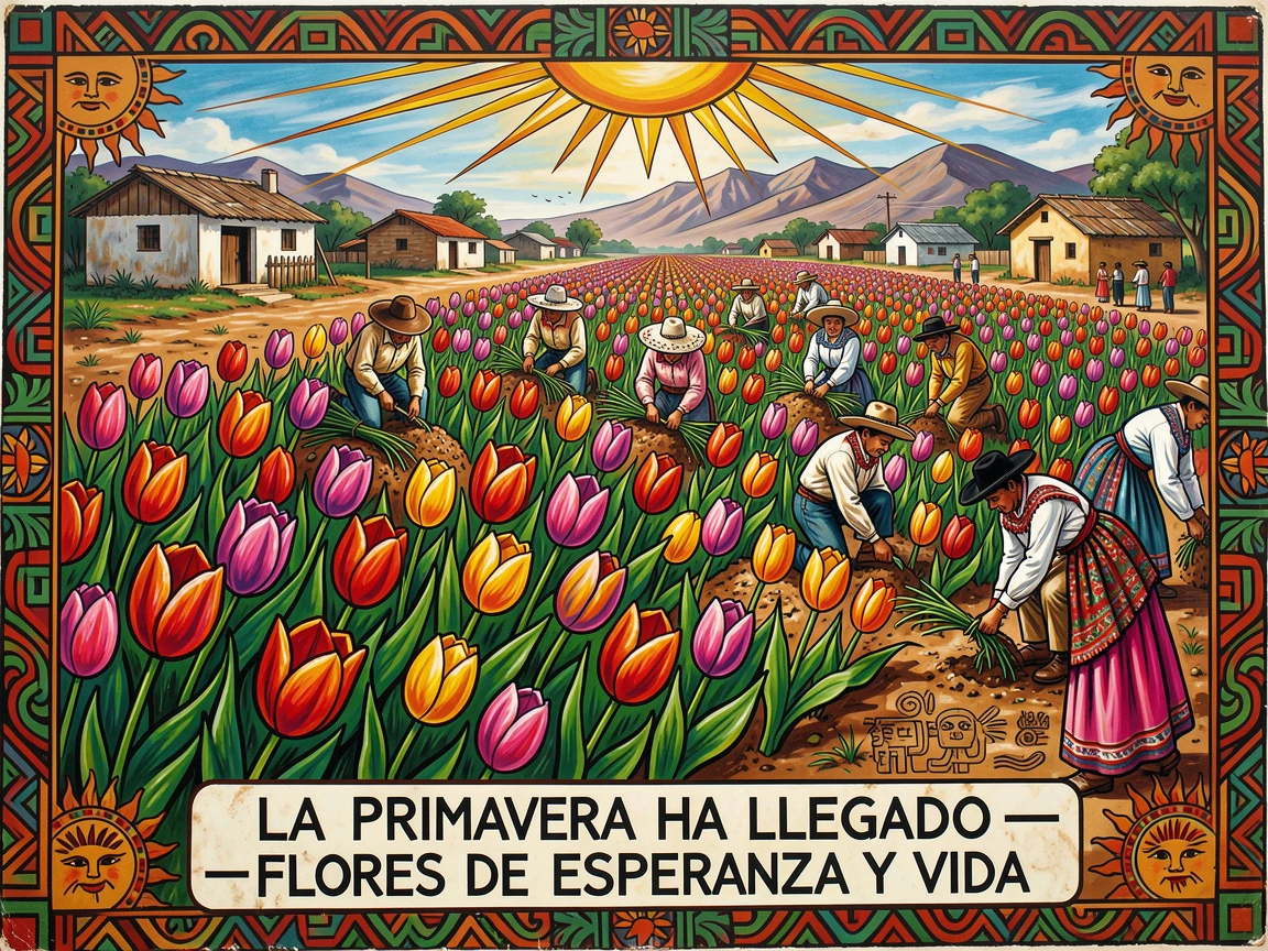 A field of tulips announcing the arrival of spring