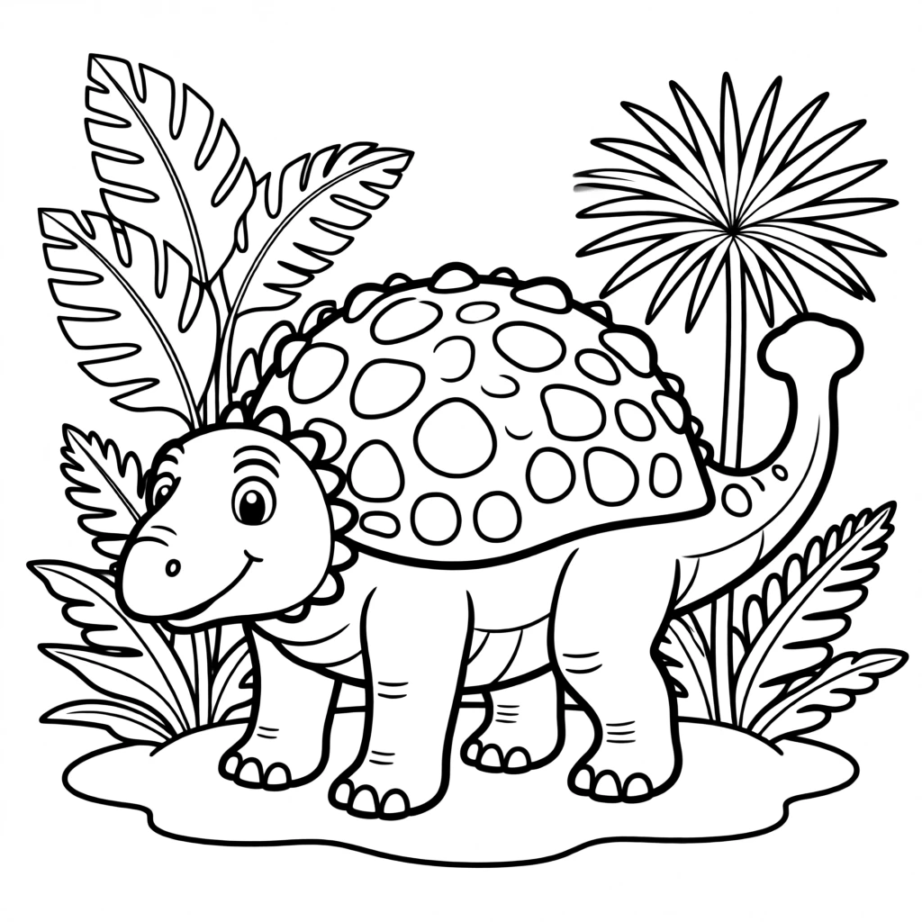 A friendly Ankylosaurus munching on prehistoric plants