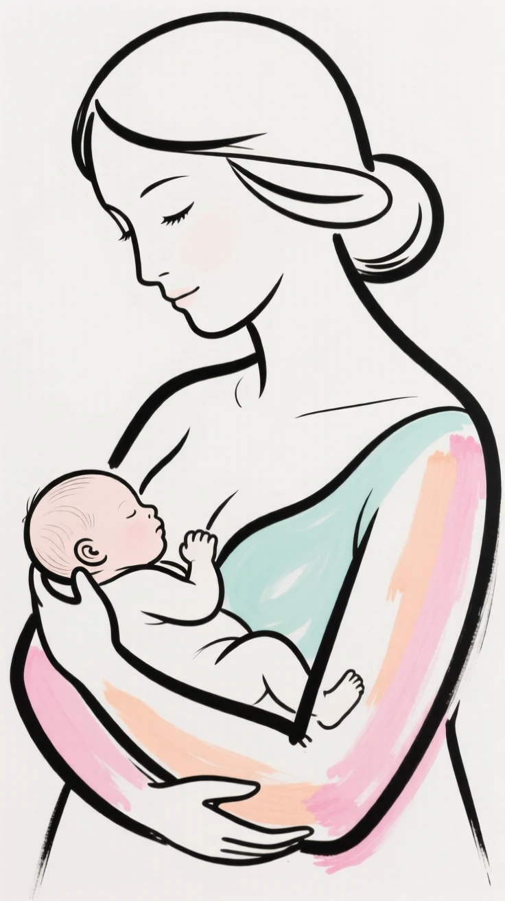 A new mother holding her newborn