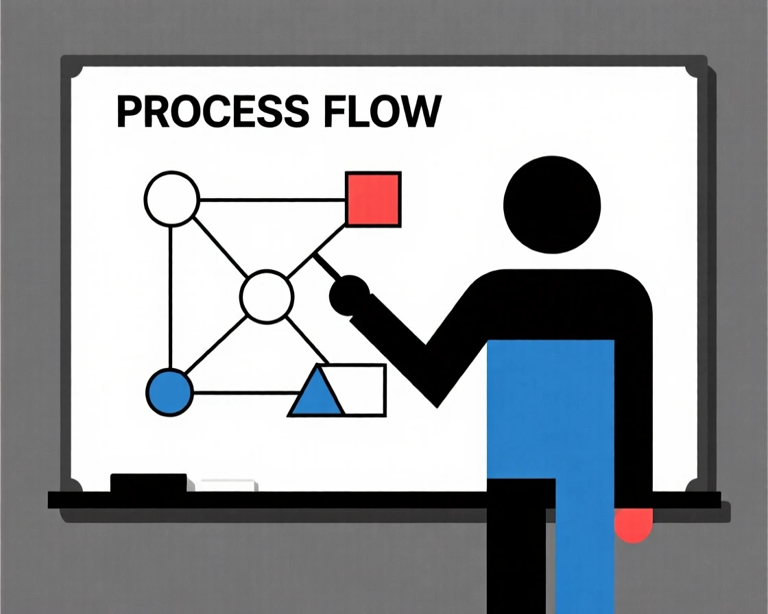 A teacher explaining a diagram on a whiteboard