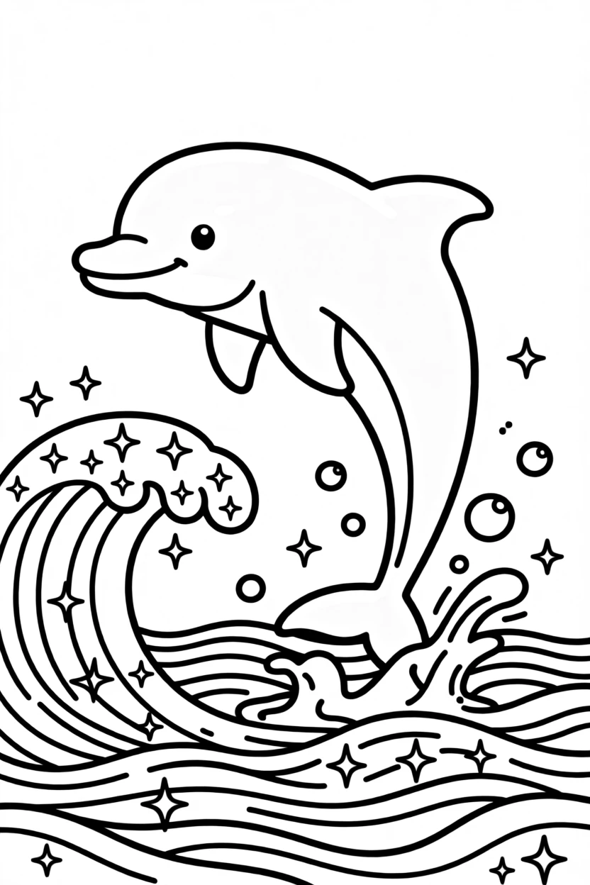 A friendly dolphin leaping through sparkling ocean waves