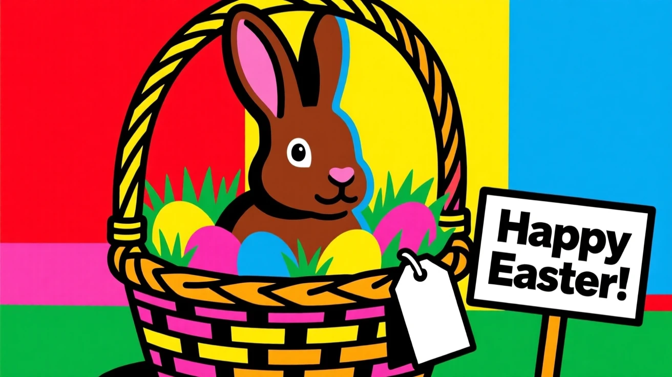 Easter basket with a chocolate bunny