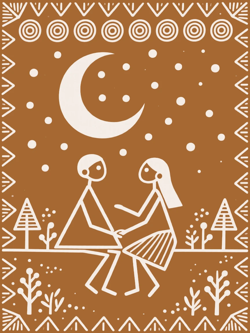 A couple meeting in secret sharing a quiet moment beneath the stars.