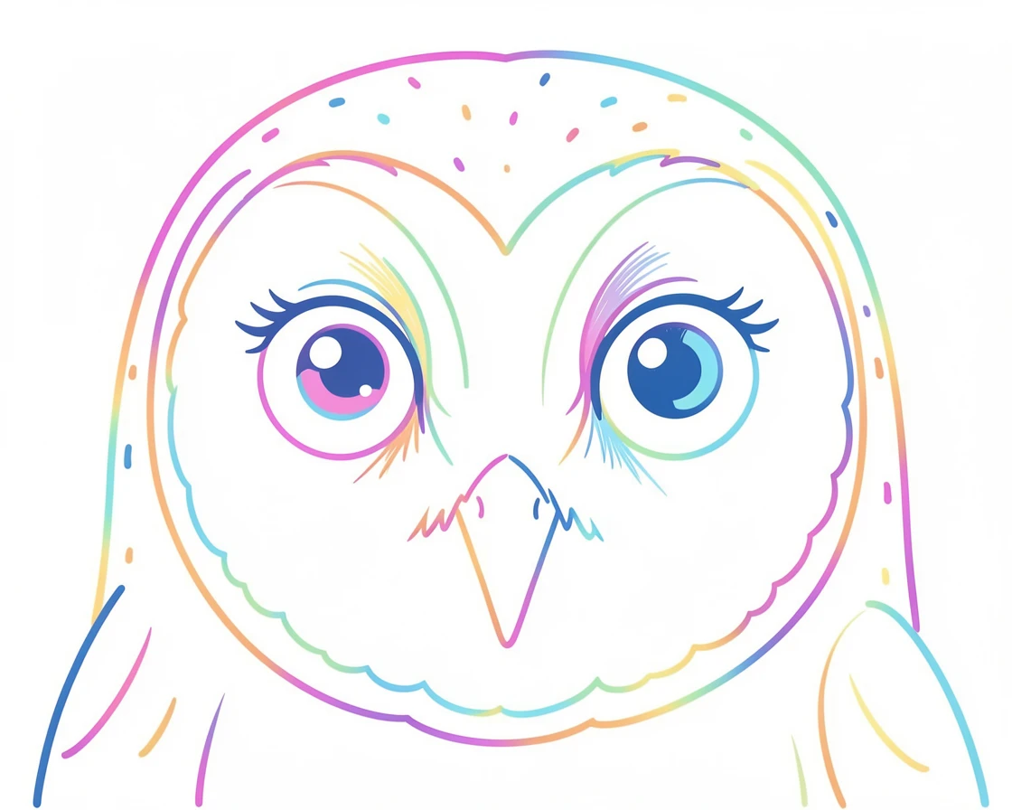 A close-up of a barn owl's face with wide, curious eyes.