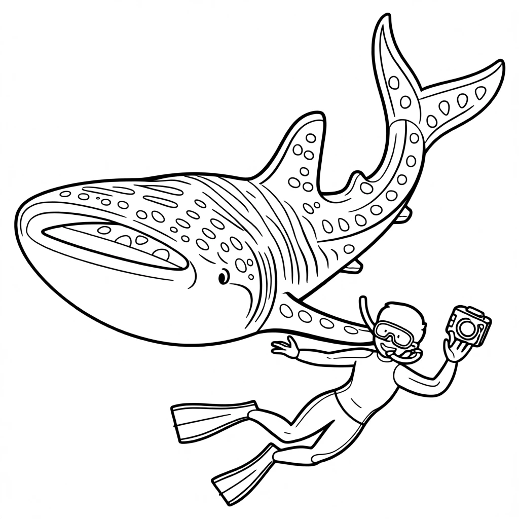 A gentle whale shark swimming alongside a diver
