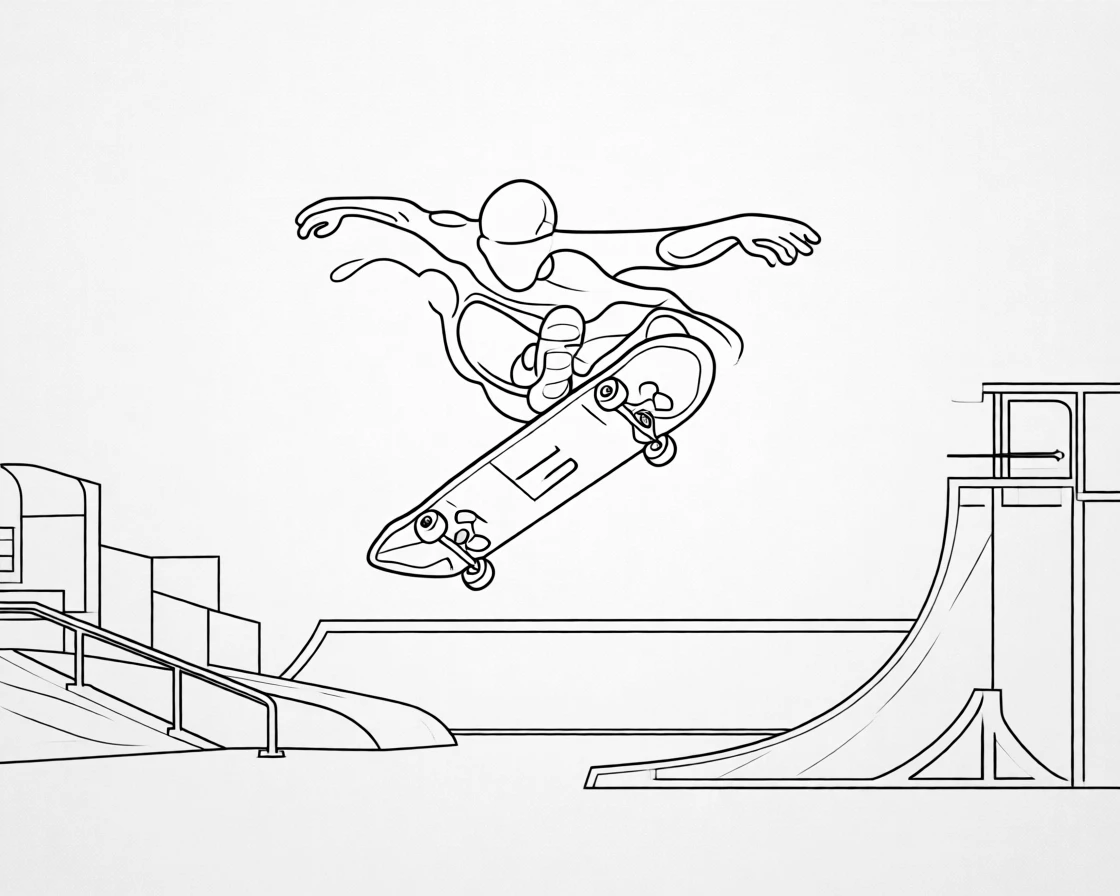 A skateboarder performing a trick at a skate park