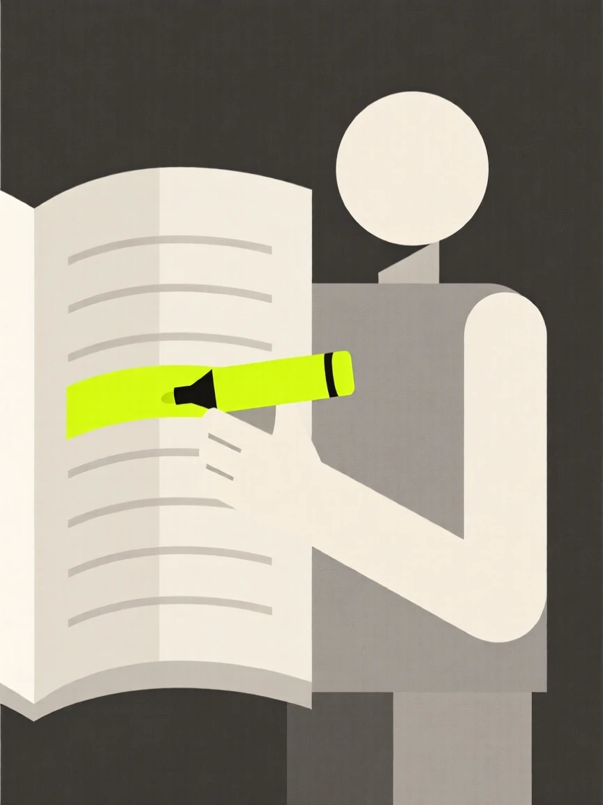 A student highlighting text in a textbook