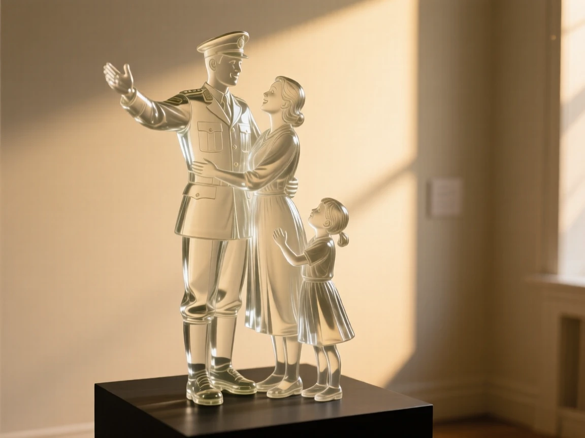 As golden light spills across the room, a soldier reunited with family after a long time away
