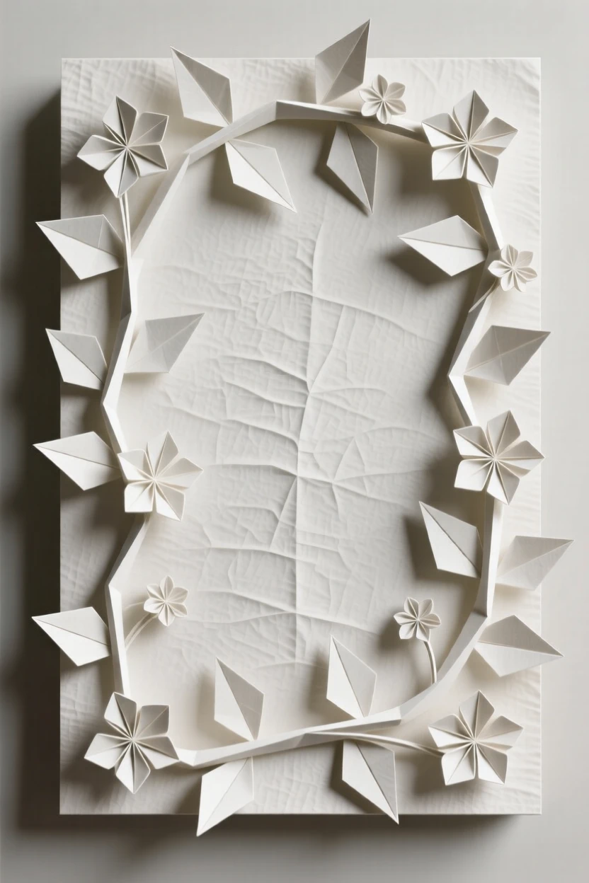 An elegant vine border wrapping around a decorative panel edge with small blossoms.