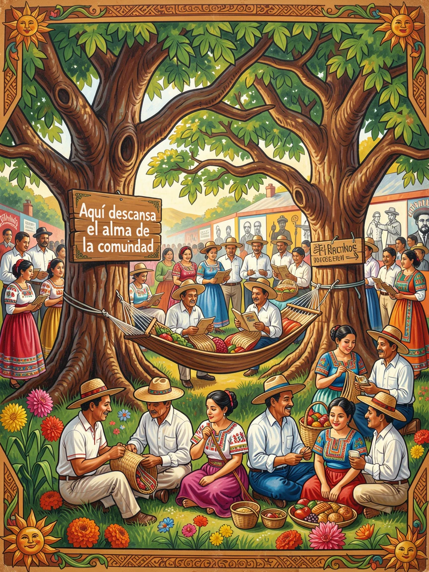 A hammock swaying gently between trees on a summer afternoon