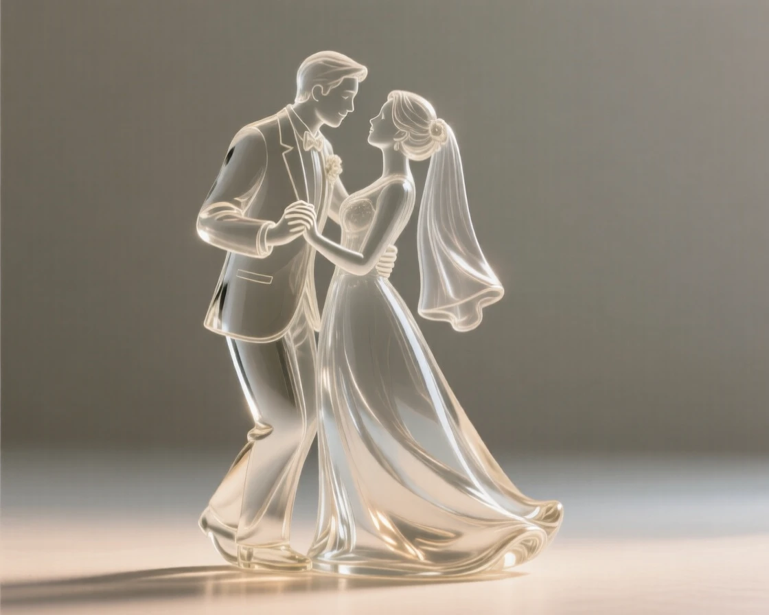 A newlywed couple sharing their first dance beneath a sky painted with the colors of sunset, while their laughter carries softly on the breeze