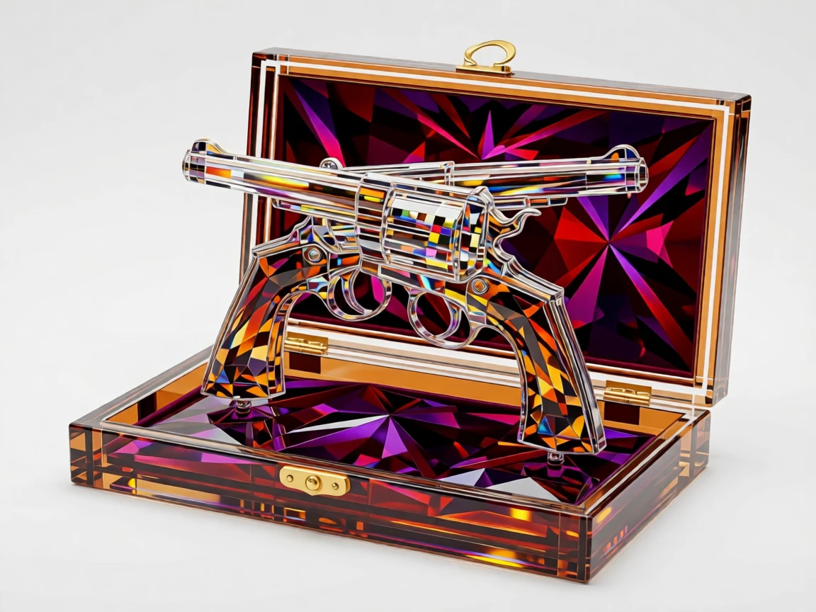 A pair of antique dueling pistols displayed in a velvet-lined wooden case.
