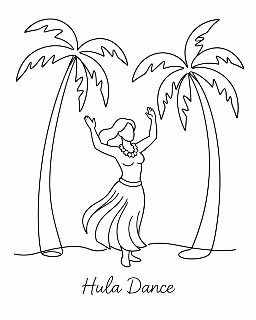 A traditional Hawaiian hula dancer performing beneath swaying palms