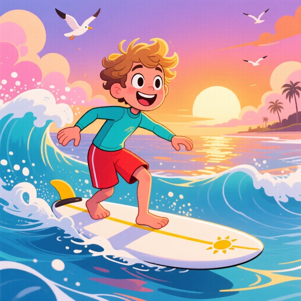 A surfer paddling out to catch waves at golden hour.