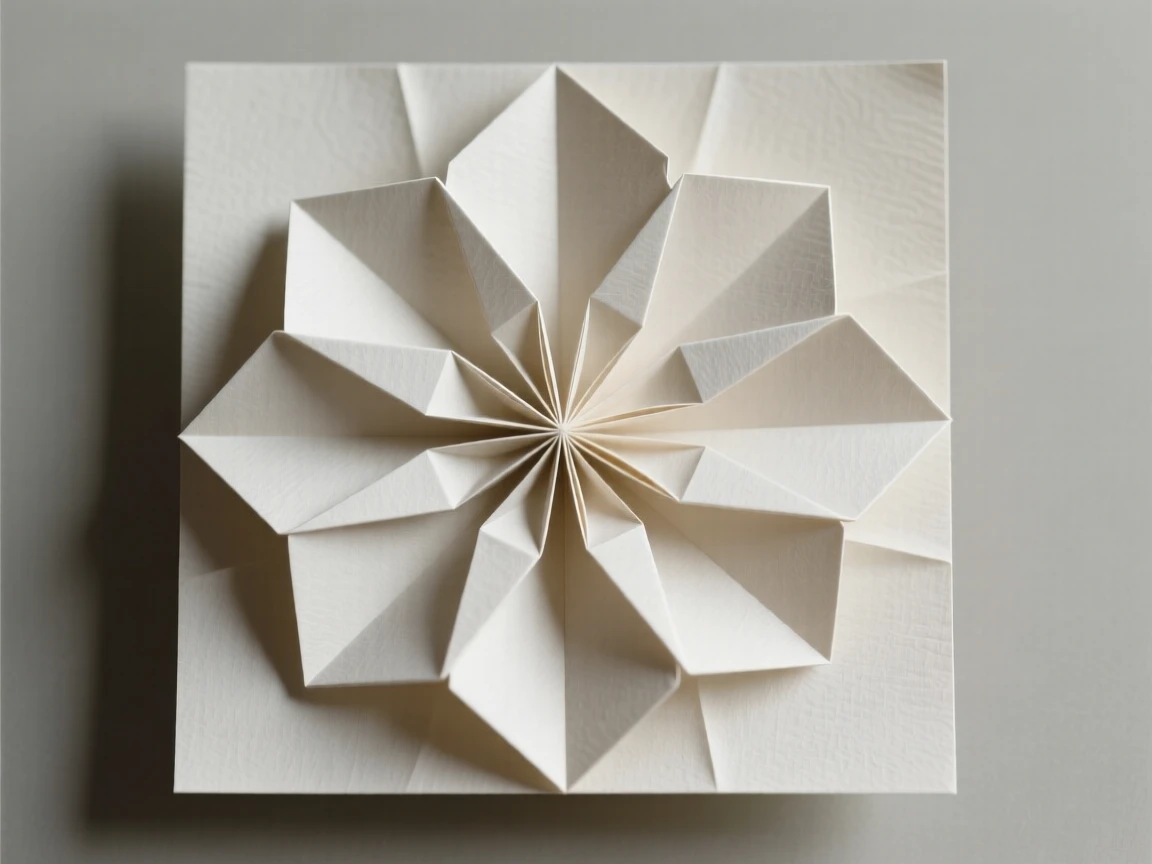 An elegant floral fan design with layered petals opening outward symmetrically.