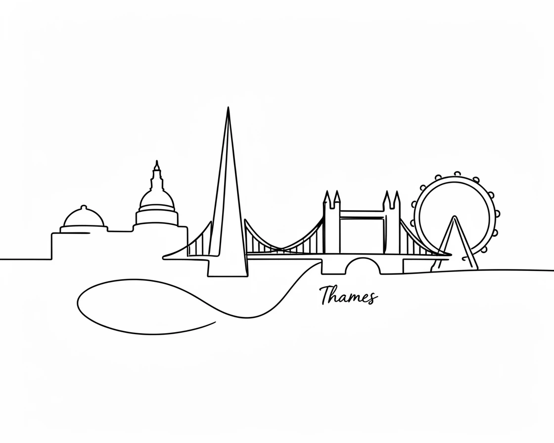 A London skyline along the Thames