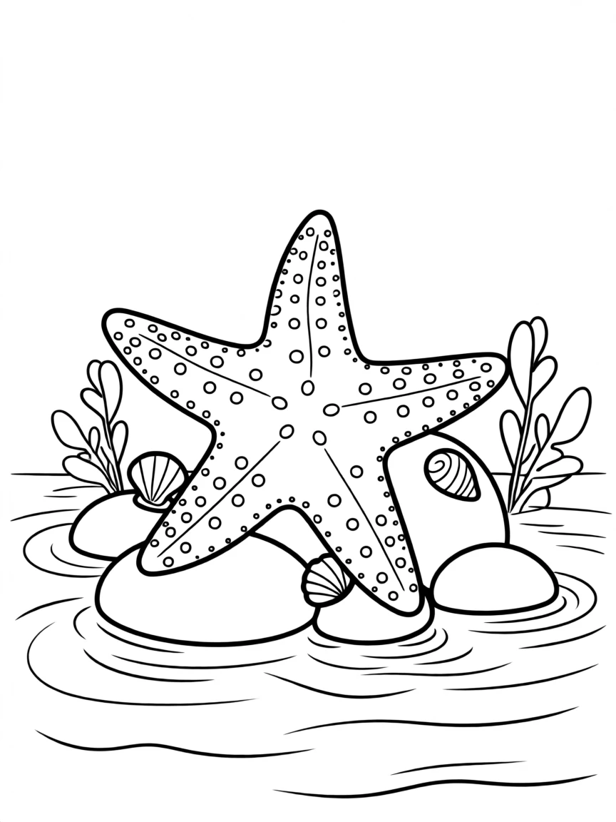 A starfish resting on a rocky tide pool