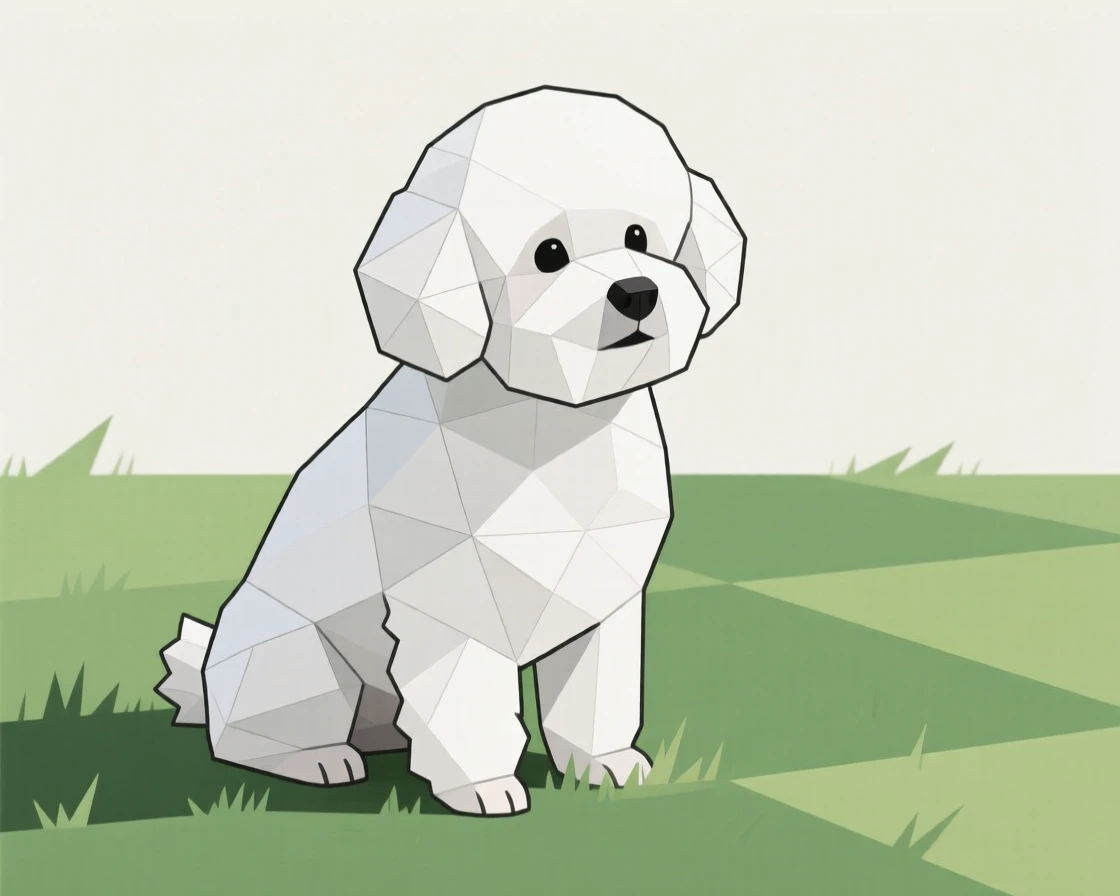 A Bichon Frise sitting fluffy and white on a lawn