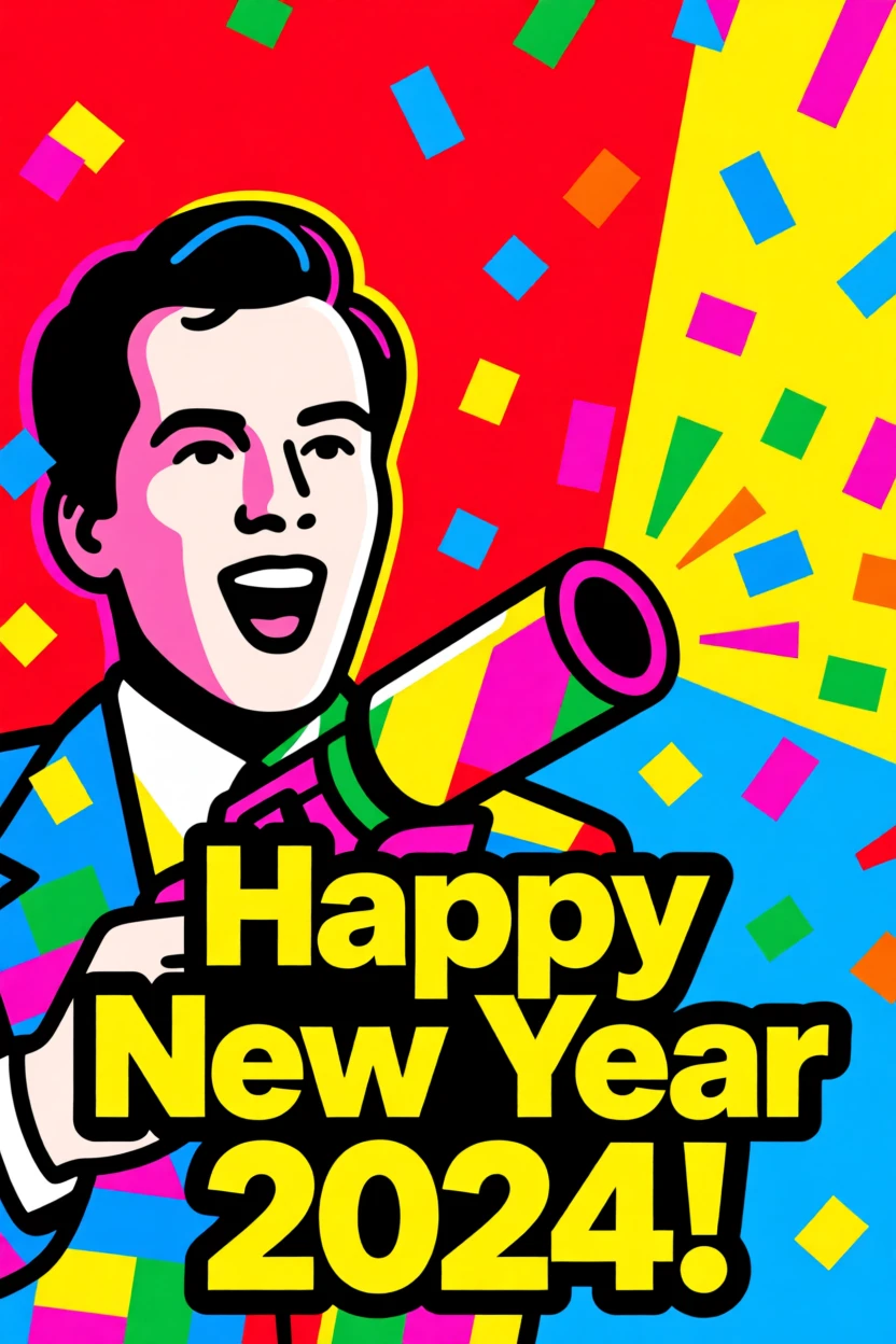 New Year's confetti cannon celebration