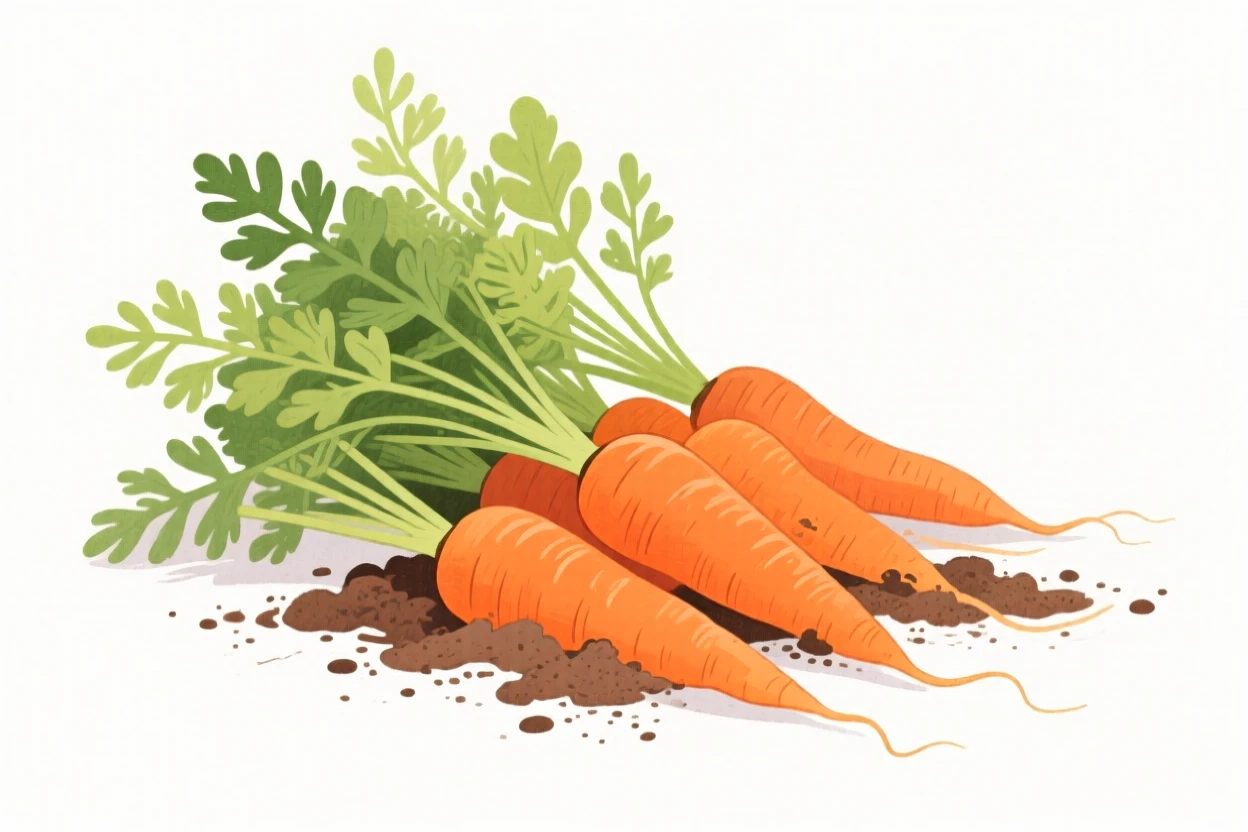 A bunch of carrots pulled fresh from the soil, vivid and full of life.