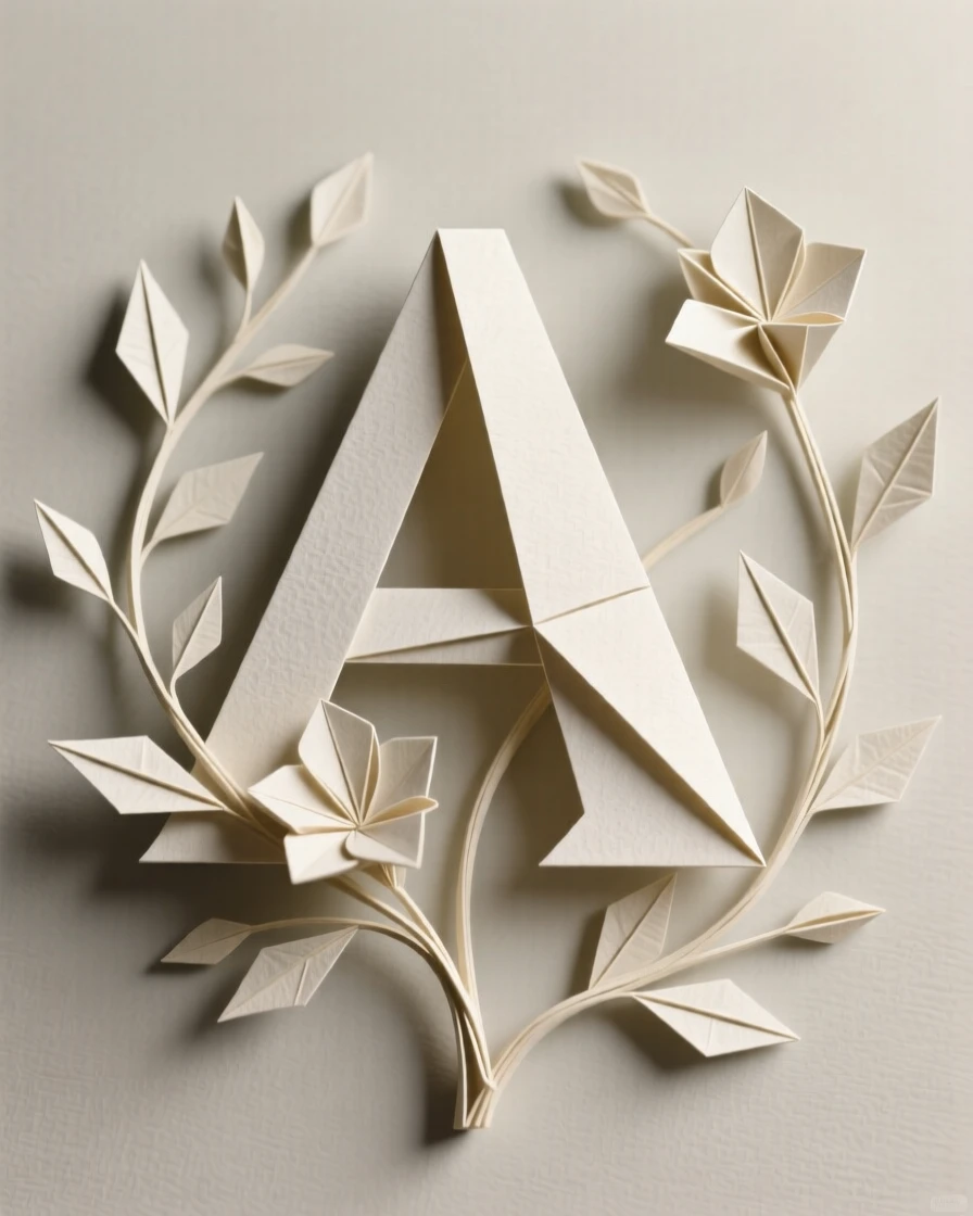 An elegant floral initial letter design surrounded by delicate vine work.