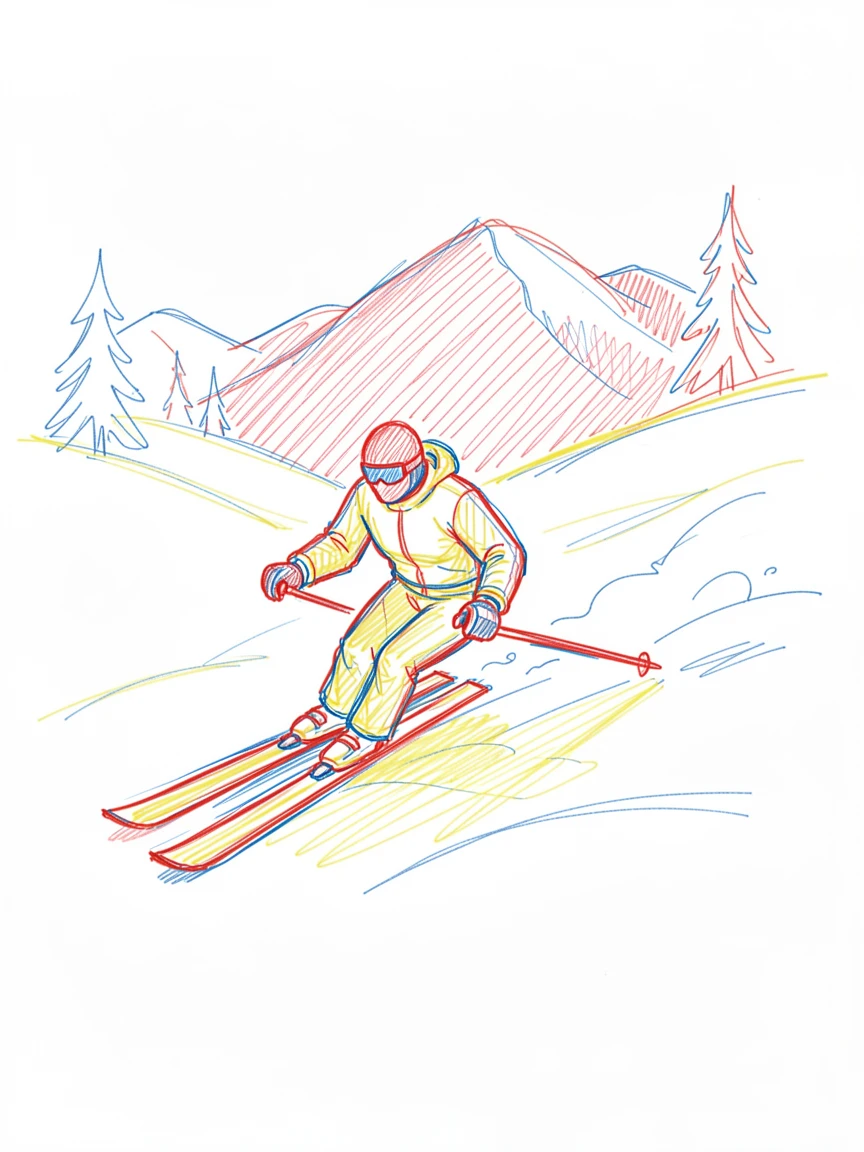 A skier gliding gracefully through untouched backcountry powder