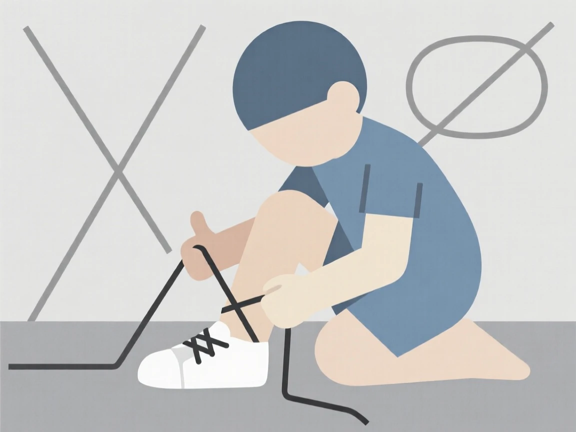 A child learning to tie shoelaces