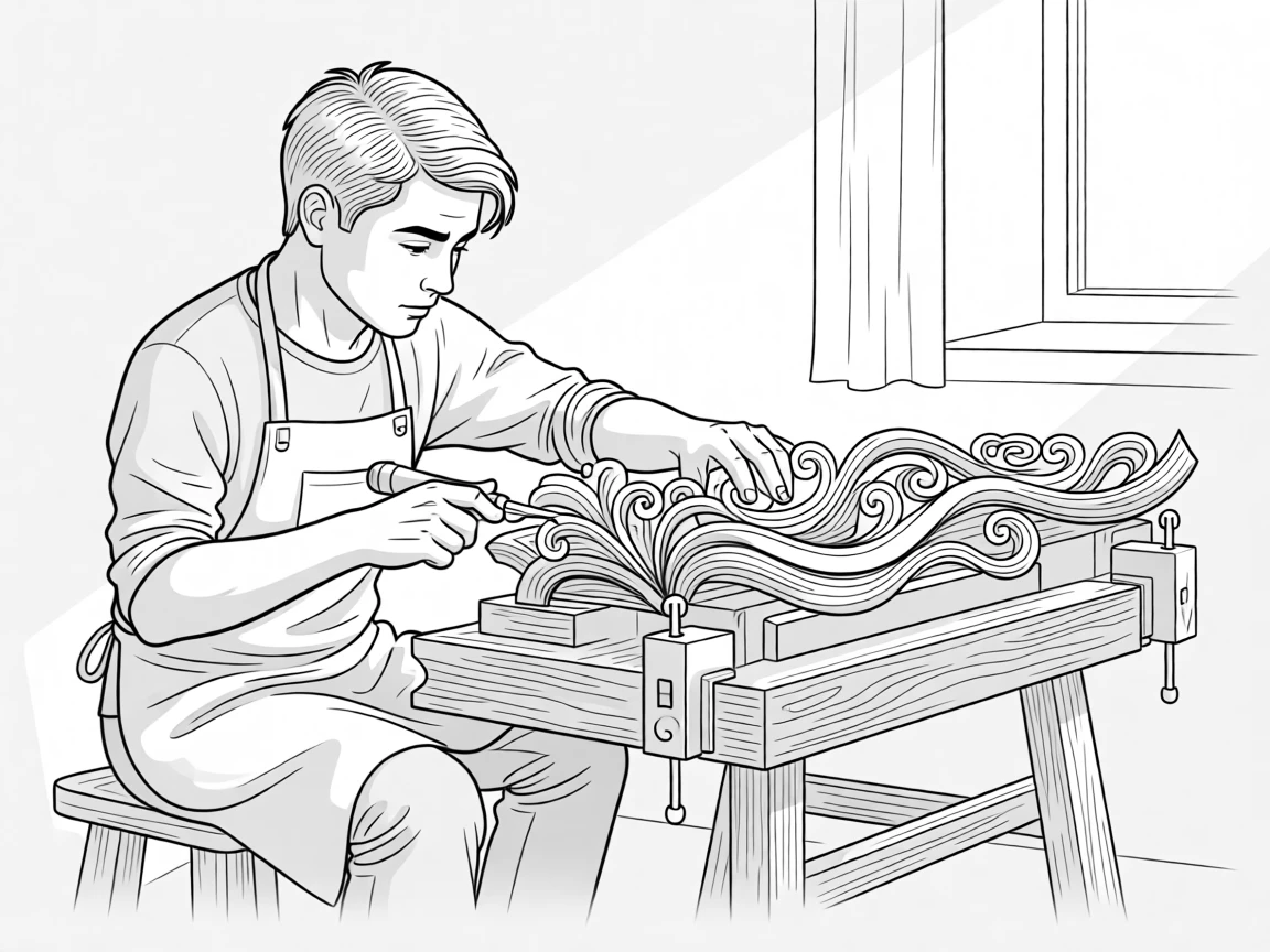 A woodworker carving a detailed sculpture