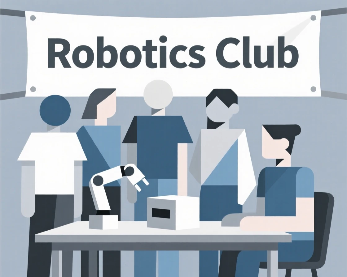 A group of students in a robotics club