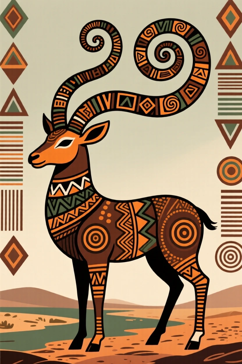 A mythical horned antelope said to have shaped the land in ancient times.