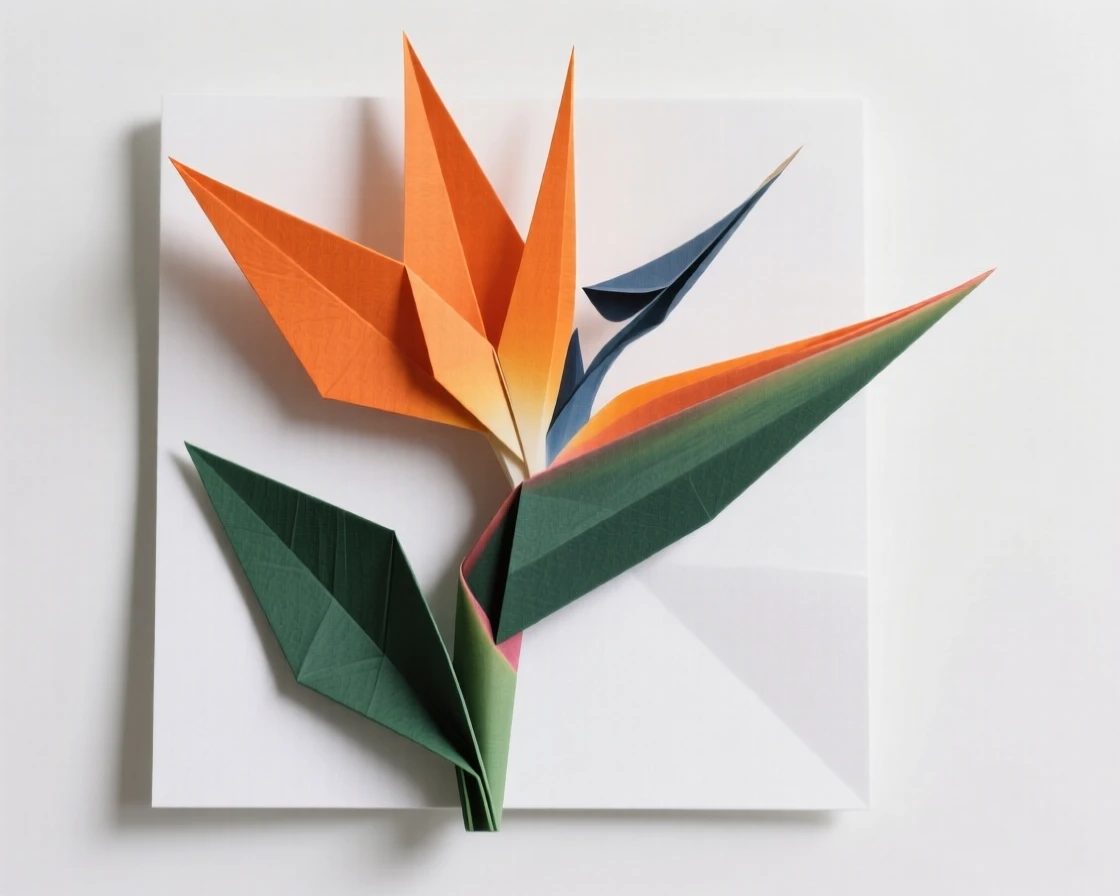 An elegant bird of paradise flower rendered as a bold central design element.
