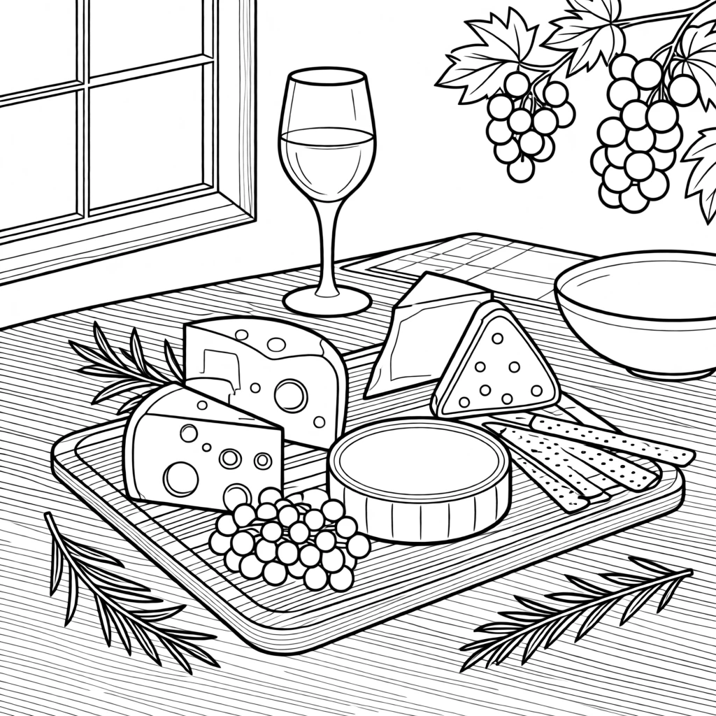 A charcuterie board arranged with cheeses, grapes, and honeycomb.